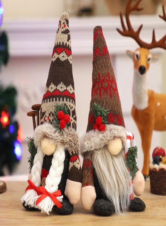 HEPOVER Christmas Gnome Decoration Plush with Gingerbread Pinecone Ponytail，Nordic Handmade Xmas Scandinavian Tomte，Resin Tree Centerpieces for Desk Shelf Fireplace Winter Holiday Christmas Decor - Image 3